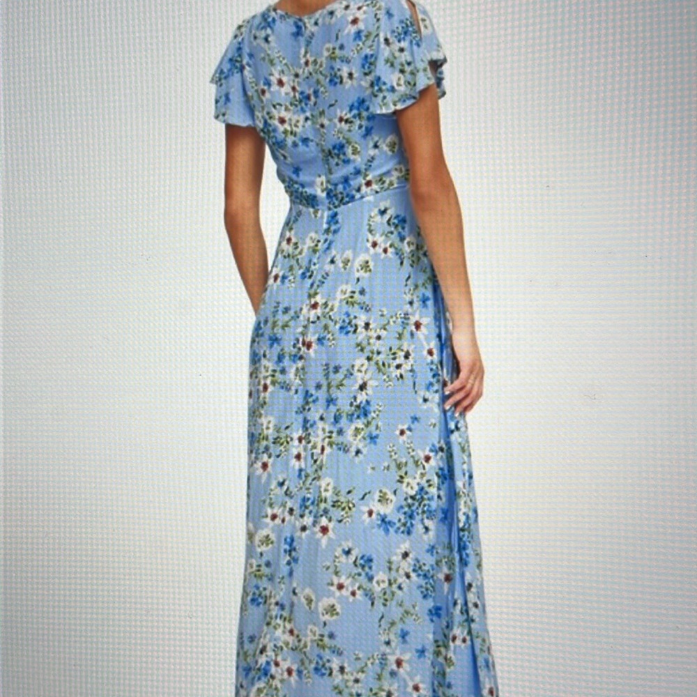 Banana Republic EcoVero floral maxi dress, light blue color - Picture 3 of 7